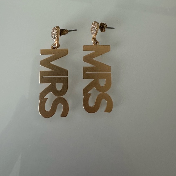 MRS Satin Pave Heart Drop Earrings - Picture 3 of 3